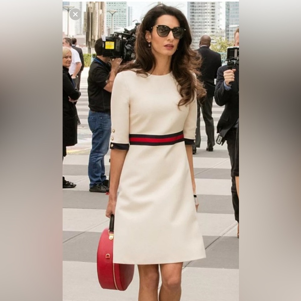Gucci Cream Mini Dress with Red and Blue Accent